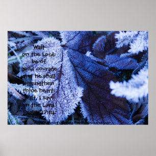 Póster Frost on Leaf Print con/Scripture Verse
