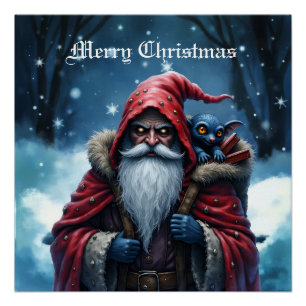 Póster Frostbite Santa y su duende travieso.