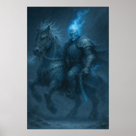 Póster Frostfire Rider — Blue Flame Ghost Horseman
