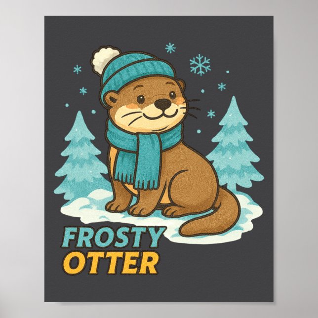 Póster Frosty Otter Winter Charm Art Long Sleeve  (Frente)