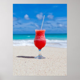Póster Frosty Strawberry Drink on the Beach