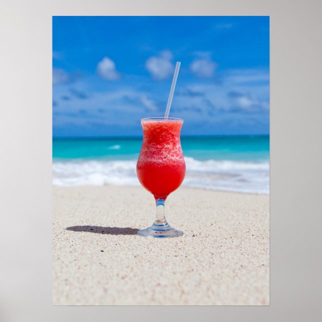 Póster Frosty Strawberry Drink on the Beach (Frente)