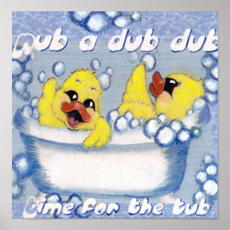 Póster frotar un dub bonitos patos en una bañera