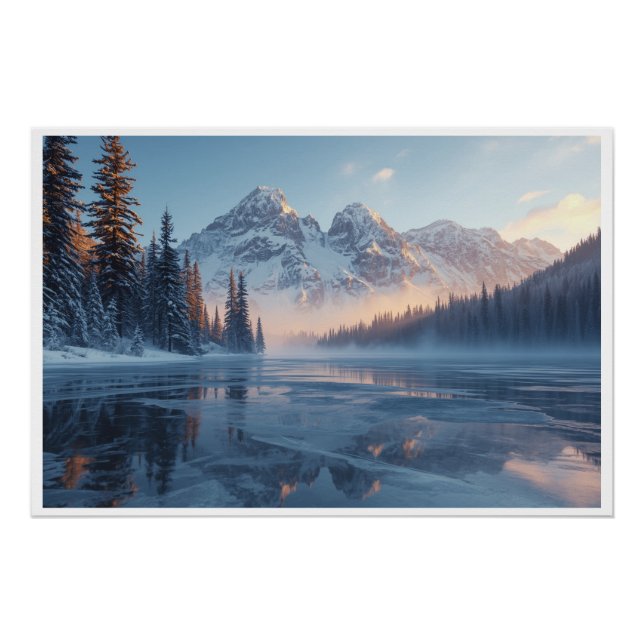 Póster Frozen Serenity – Majestic Winter Lake Landscape (Anverso)