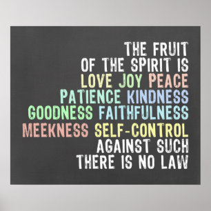 Póster Fruit of the Spirit Chalkboard Look Bible Verse