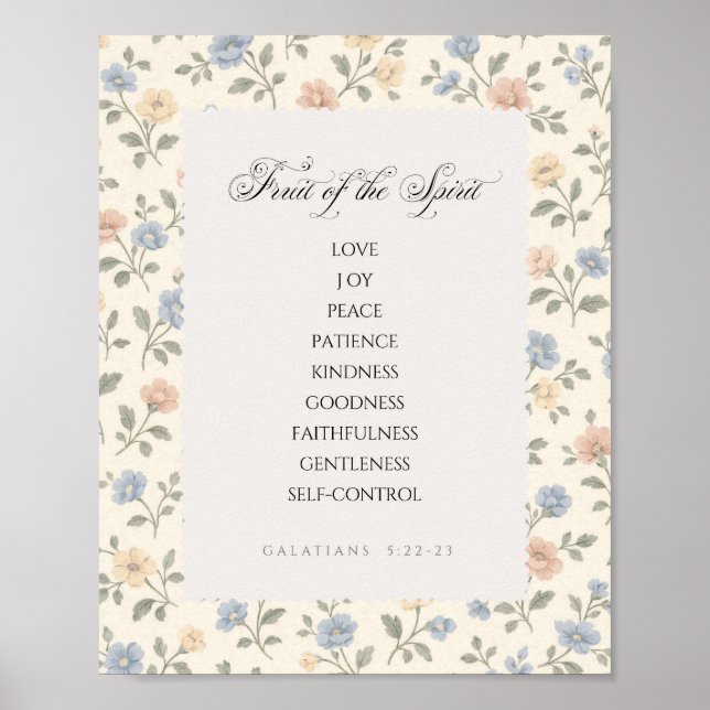 Póster Fruit of the Spirit Galatians 5:22–23 Bible Verse  (Frente)