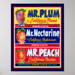 Póster Fruta californiana de los años 50