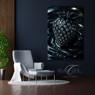 Póster Fruta de Fresa Brillante en Metal Líquido Brillant