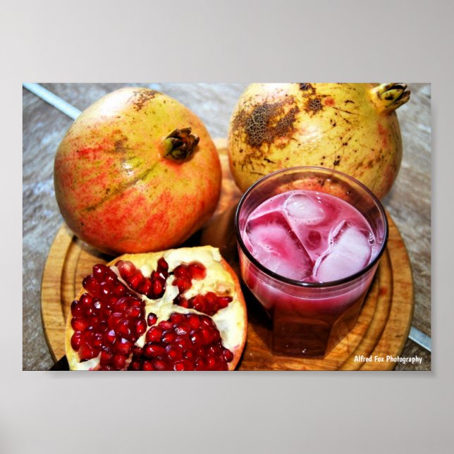 Póster Fruta de Granada y Jugo (Frente)