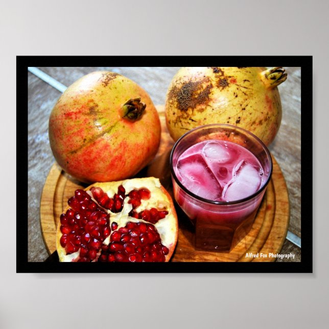 Póster Fruta de Granada y Jugo (Frente)
