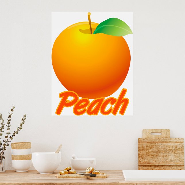 Póster Fruta de melocotón retro naranja (Subido por el creador)