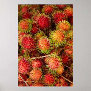 Póster Fruta de Rambutan en el mercado Can Duoc