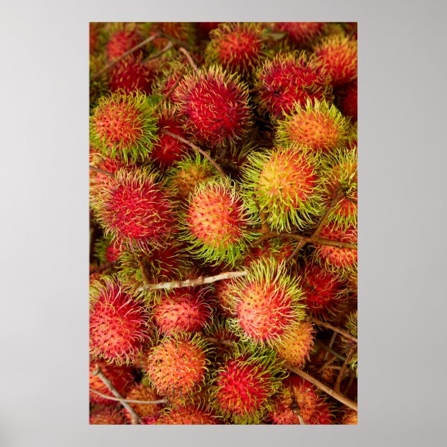 Póster Fruta de rambután en el mercado de Can Duoc (Frente)