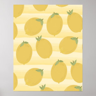 Póster Fruta de verano de los Lemones Amarillos Brillante