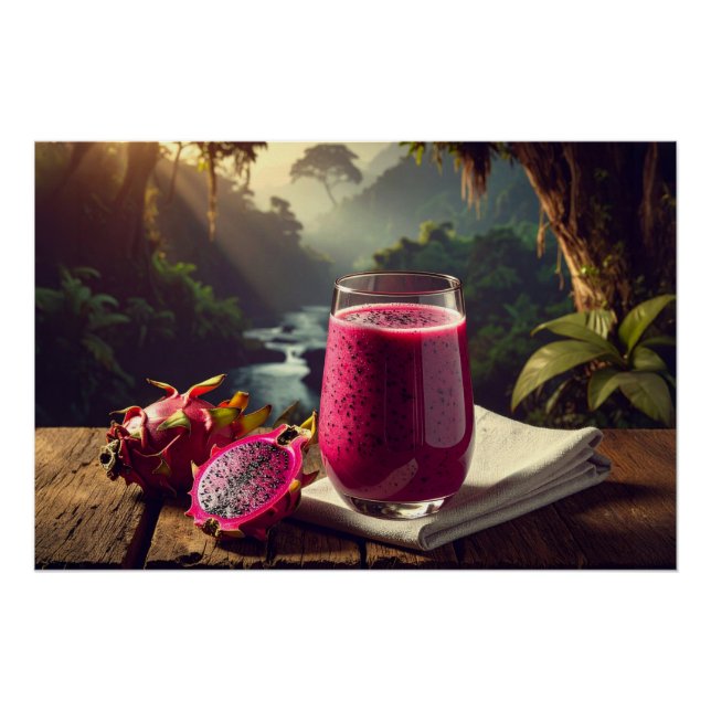 Póster FRUTA DRAGÓN ROJA (Pitahaya Venus) - FRUTAS EXÓTIC (Anverso)