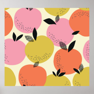 Póster Fruta naranja, Patrón De Verano Sin Marea.