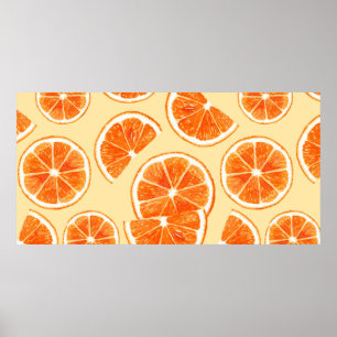 Póster fruta patrón naranja, dieta, acuarela