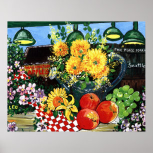 Póster Fruta y flores