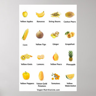 Póster Frutas amarillas y verduras