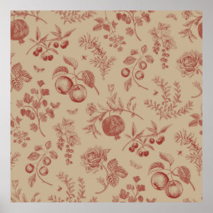 Póster Frutas, bayas y flores. Patrón ininterrumpido de o