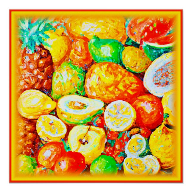 Póster "Frutas Brillantes" Cuidada Pintura. ¡Hazte con un (Anverso)