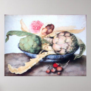 PÓSTER FRUTAS DE LA TEMPORADA 4- ALCACHOFAS, ROSAS & FRES