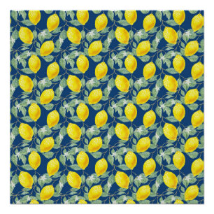PÓSTER FRUTAS DE LIMÓN EN AZUL DE PAÍS
