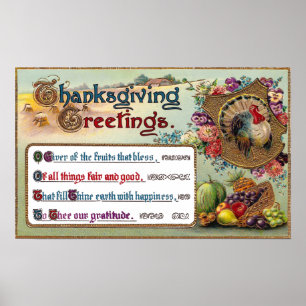 Póster Frutas de otoño y el Día de Acción de Gracias de T