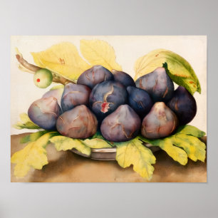 PÓSTER FRUTAS DE TEMPORADA/PLACA CON CERDOS Y HOJAS VERDE