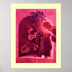 Póster FRUTAS DE TEMPORADA -PROSPERIDAD de crema roja ros