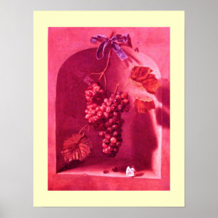 Póster FRUTAS DE TEMPORADA -PROSPERIDAD de crema roja ros