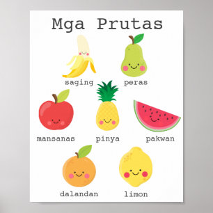 Póster Frutas en Poster de aprendizaje para niños filipin