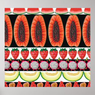 Póster Frutas exóticas Patrón de moda sin costura