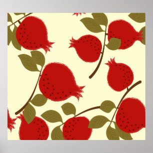 Póster Frutas granadas: fondo amarillo Personalizado