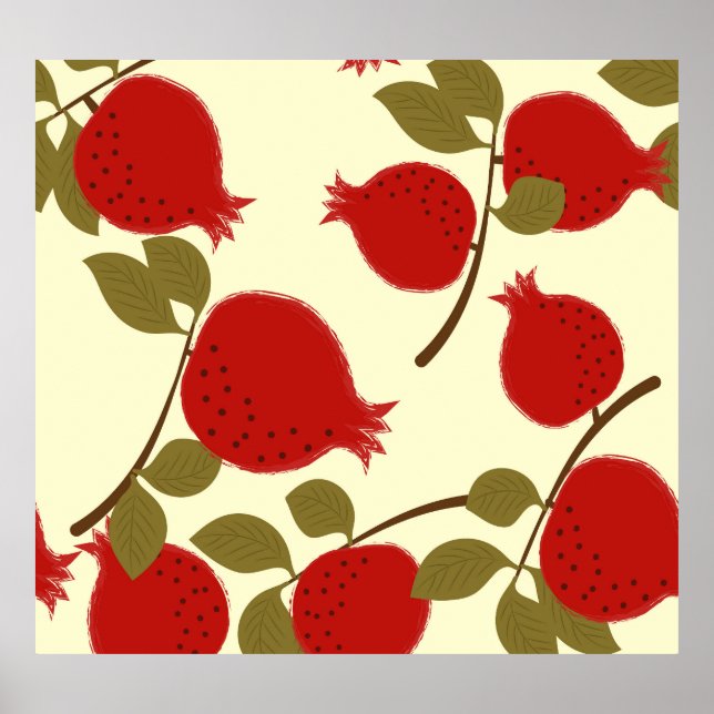 Póster Frutas granadas: fondo amarillo Personalizado (Frente)