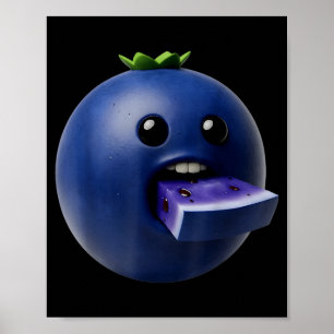 Póster Frutas Niche Divertidas Arándano Meme Brainrot Sur