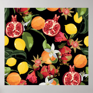 Póster Frutas tropicales: fondo exótico sin foco