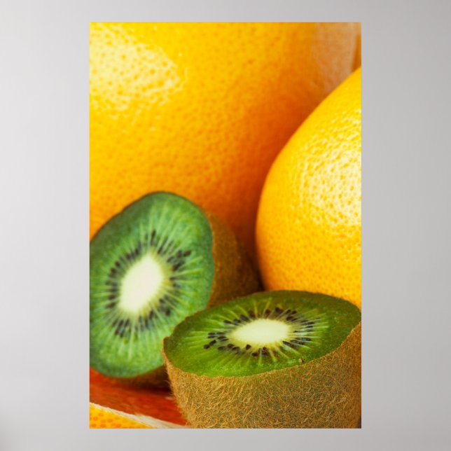 Póster Frutas tropicales: kiwi y pomelo (Frente)
