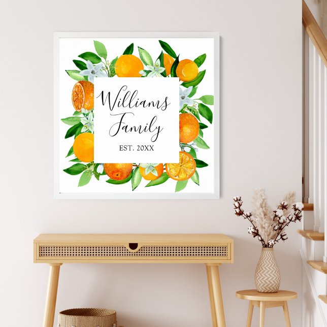 Póster Frutas y flores naranjas Verano Floral botánica (In situ)