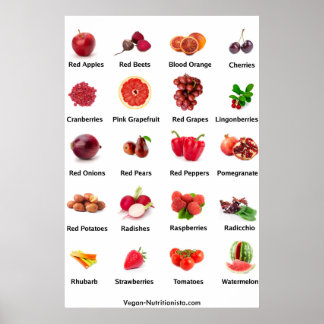 Póster Frutas y hortalizas rojas