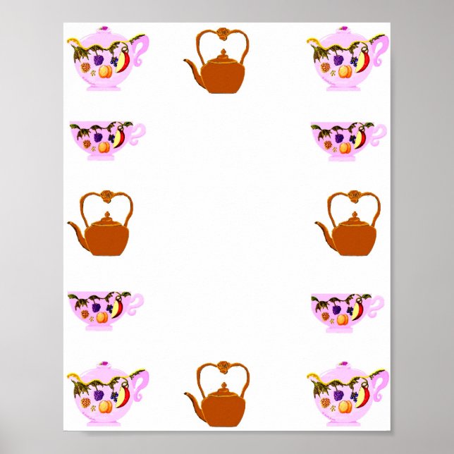 Póster Frutas Y Saltos De Tetera, Teacup Y Ternera De Cob (Frente)