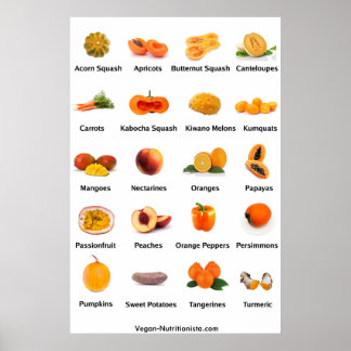 Póster Frutas y verduras naranjas