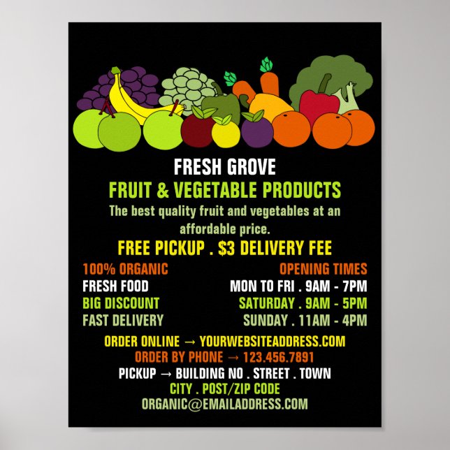 Póster Frutas y verduras, publicidad de Greengroers (Frente)