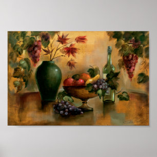 Póster Frutas y vino con tonalidades del otoño