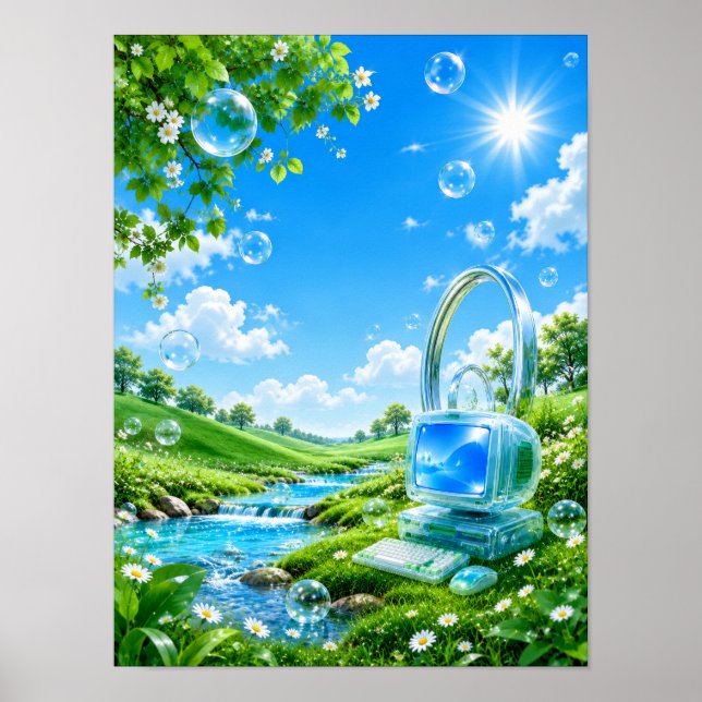 Póster Frutiger Aero Retro Computer Nature Landscape Post (Frente)