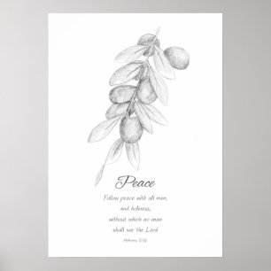 Póster Fruto del Espíritu Hebreos 12:14 Escritura Bíblica