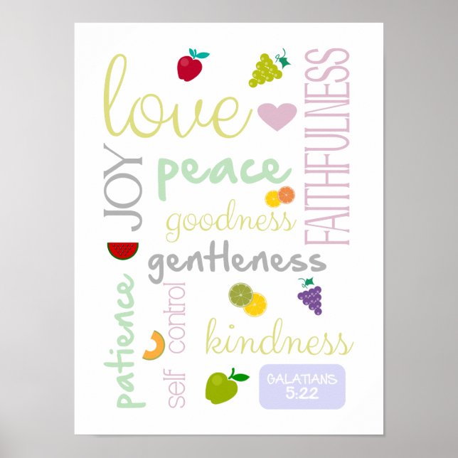 Póster fruto del Espíritu Santo lindo poster cristiano (Frente)