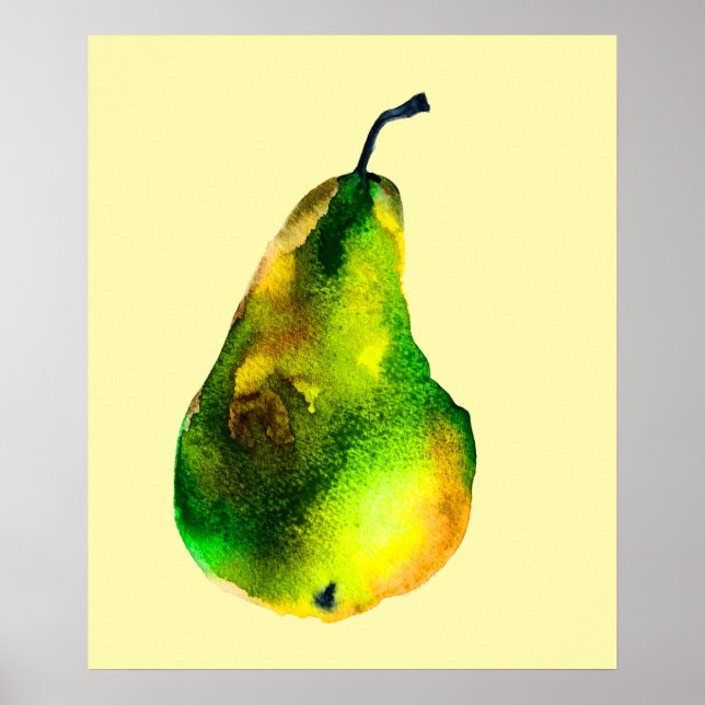 Póster Fruto verde acuarela (Frente)