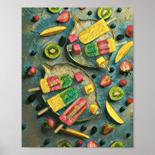 Póster Frutos de helados coloridos de paletilla