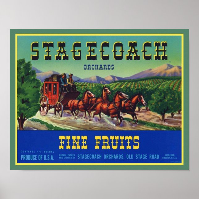 Póster Frutos finos Stagecoach de los años 40 (Frente)
